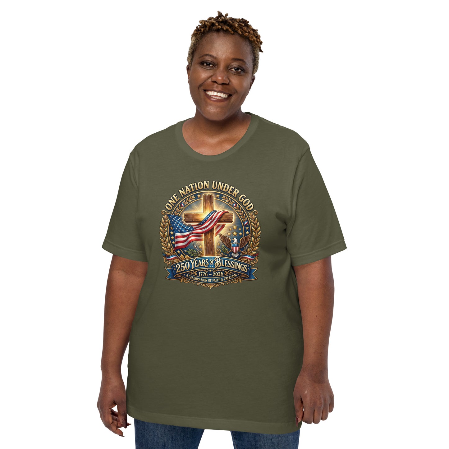 Patriotic Cross Unisex t-shirt Military Green