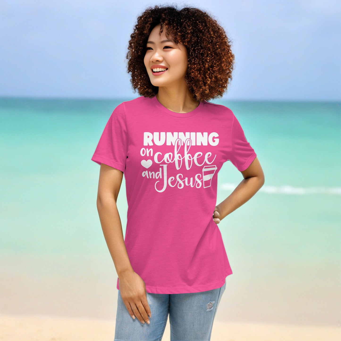 Running on Coffee and Jesus - Women's T-Shirt