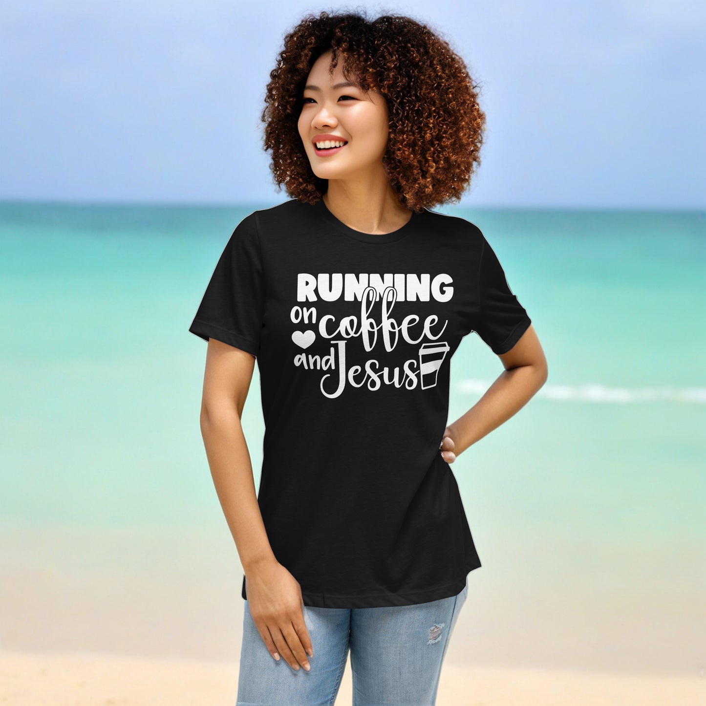 Running on Coffee and Jesus - Women's T-Shirt