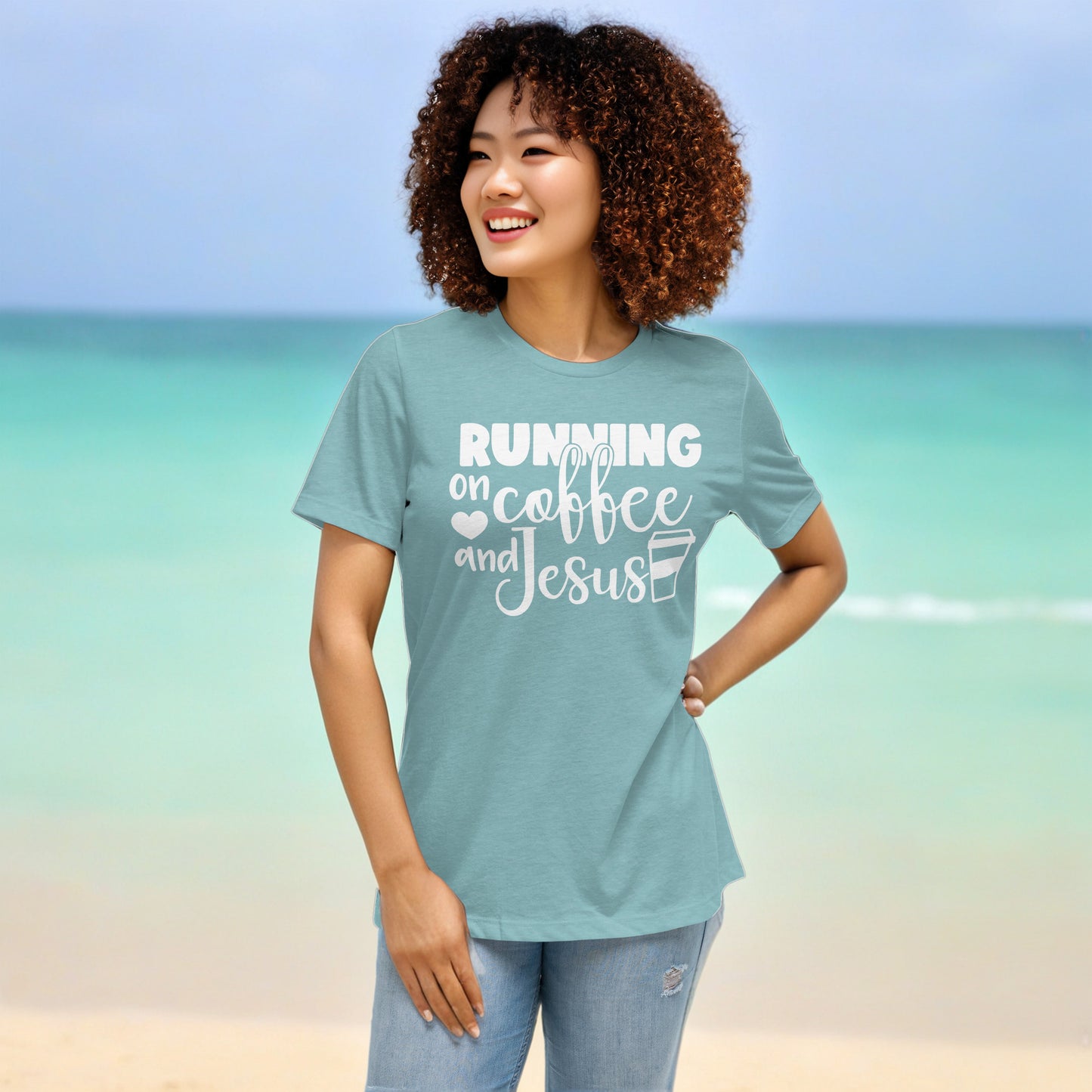 Running on Coffee and Jesus - Women's T-Shirt