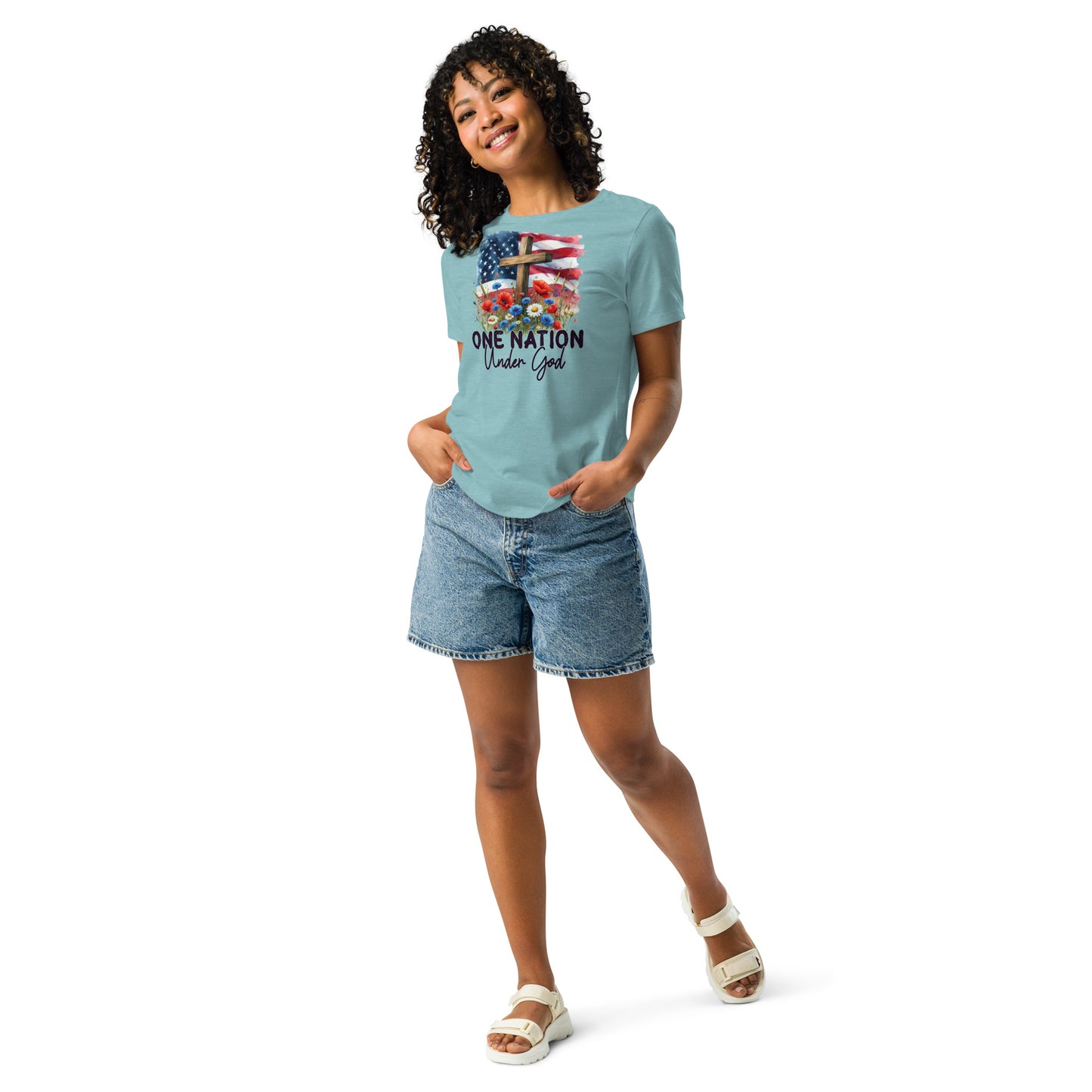One Nation under God - Women's T-Shirt Heather Blue Lagoon
