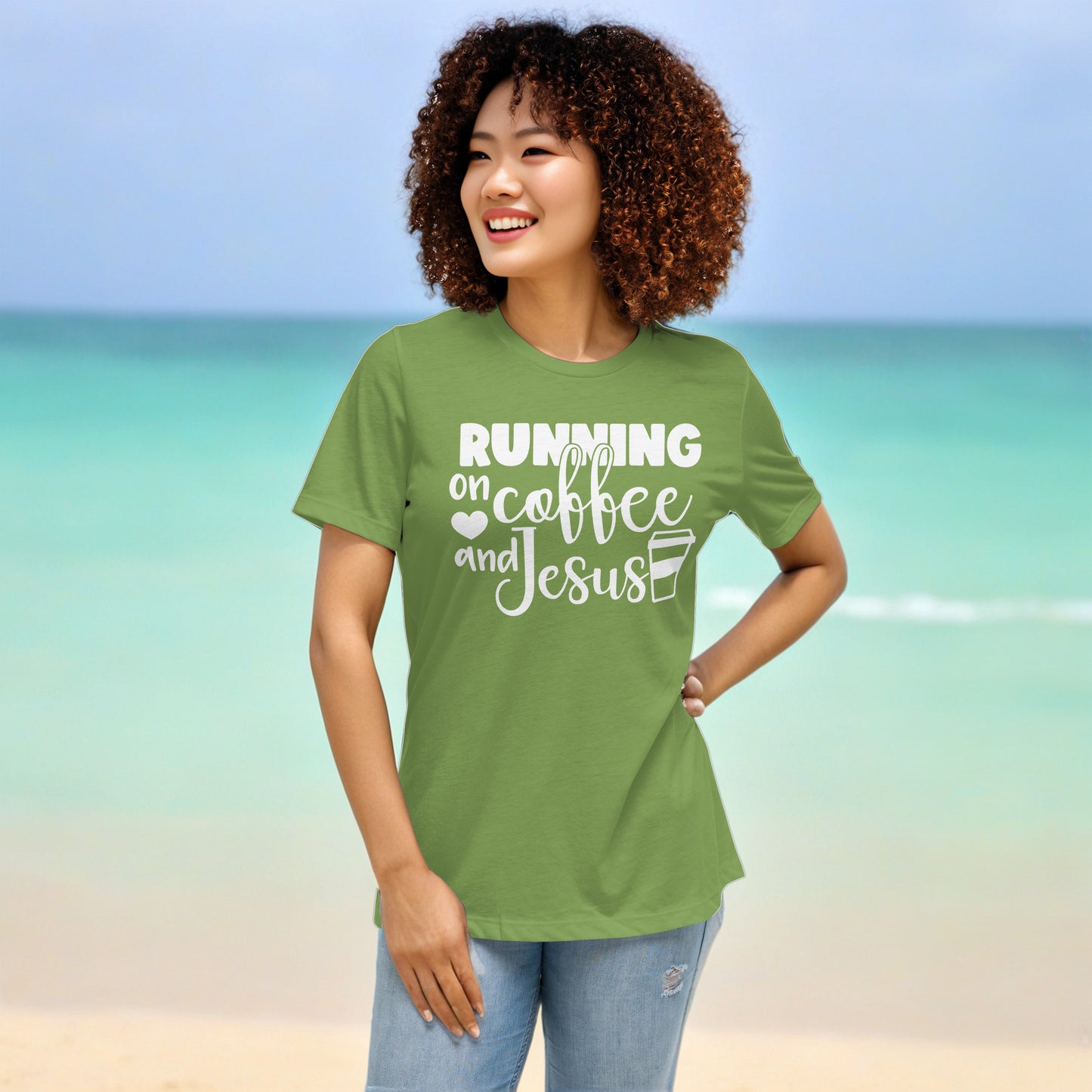 Running on Coffee and Jesus - Women's T-Shirt