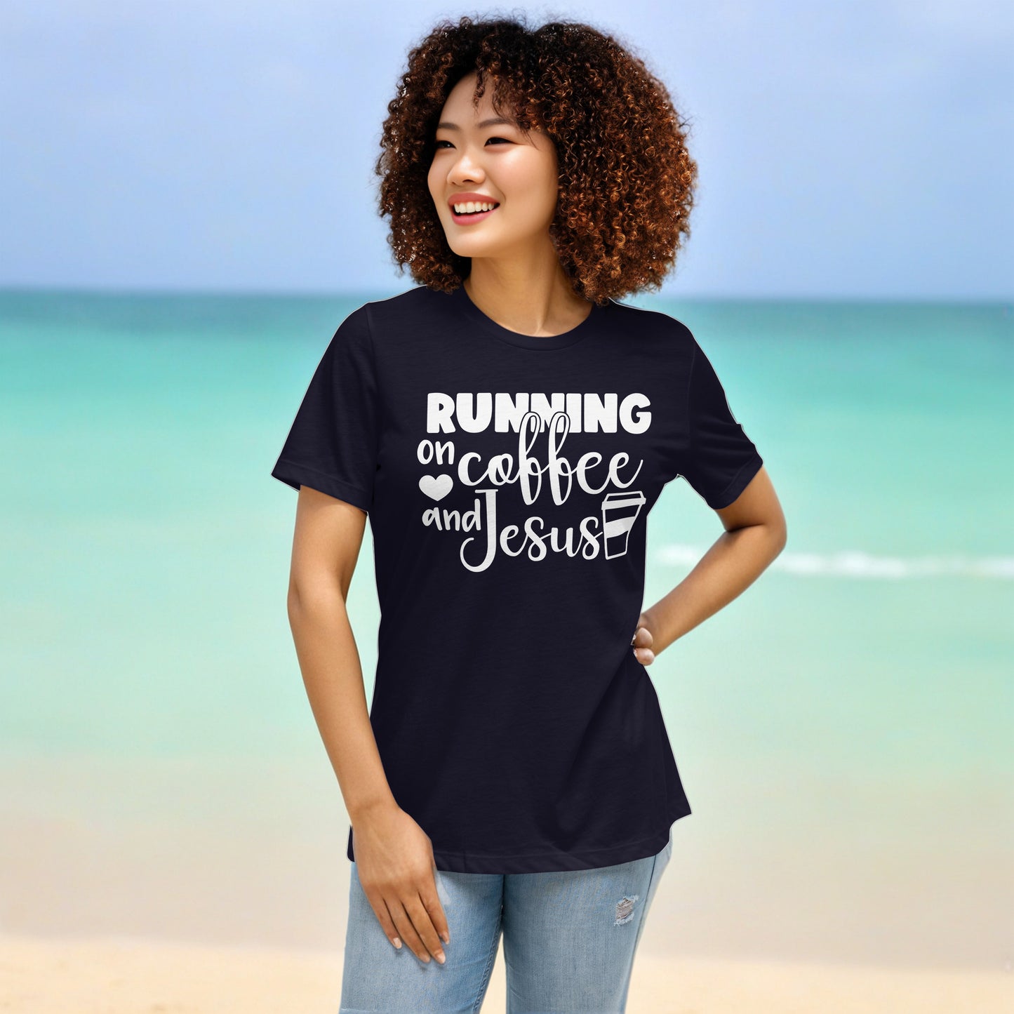 Running on Coffee and Jesus - Women's T-Shirt