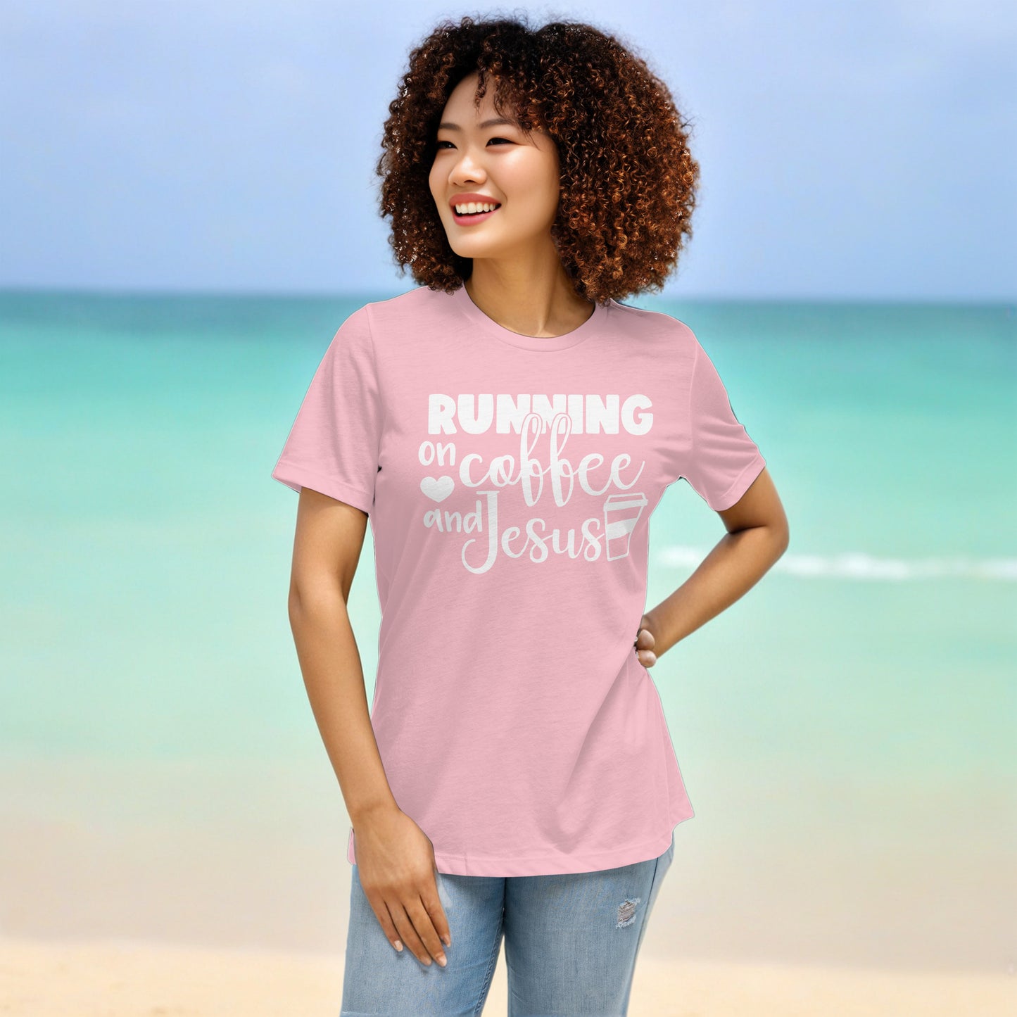 Running on Coffee and Jesus - Women's T-Shirt