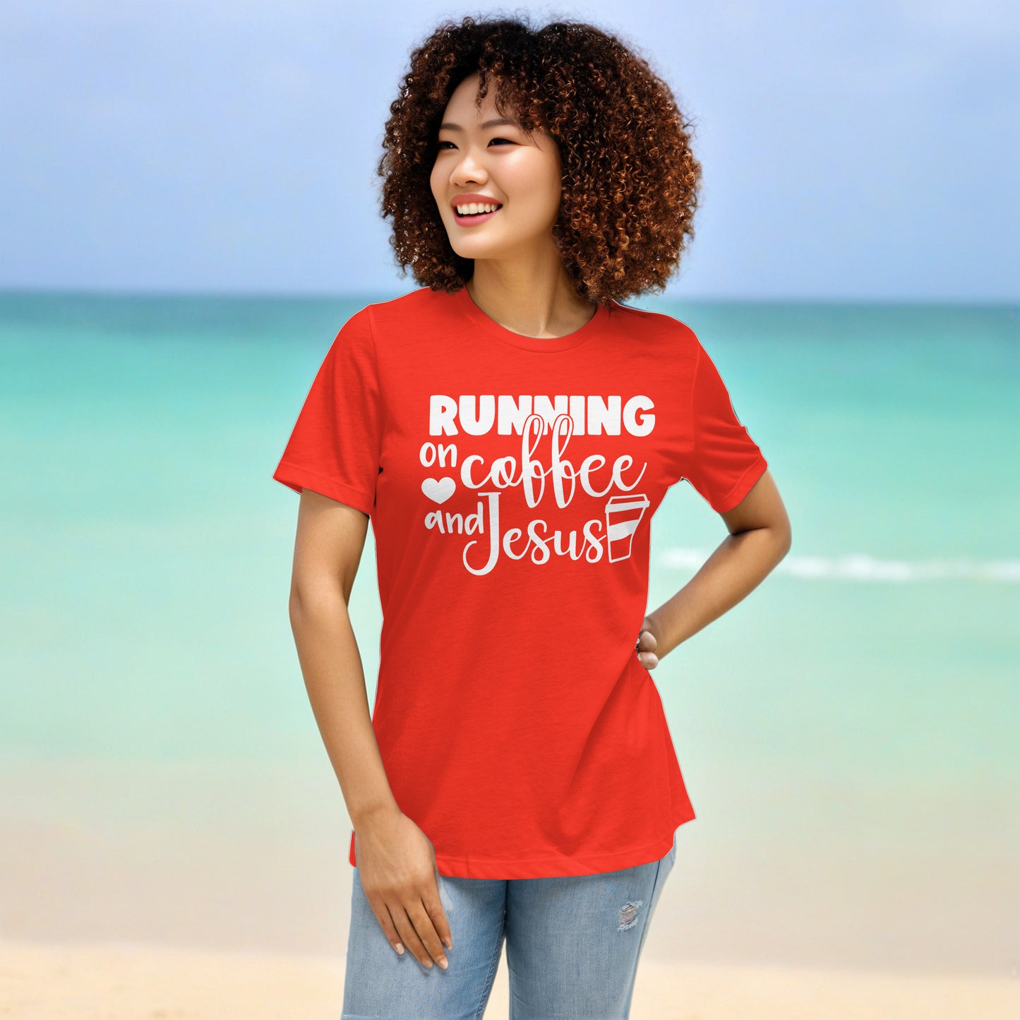 Running on Coffee and Jesus - Women's T-Shirt