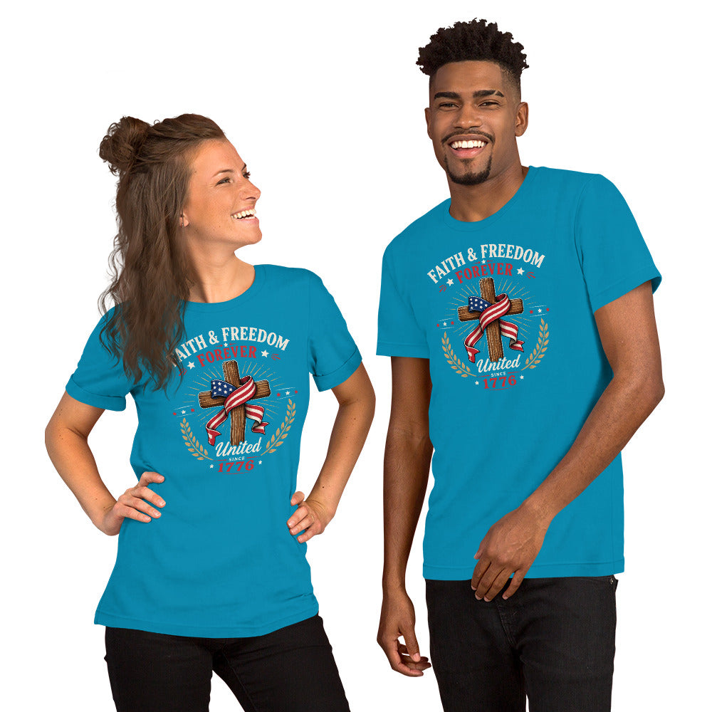 Christian Patriotic Cross - Unisex t-shirt Aqua