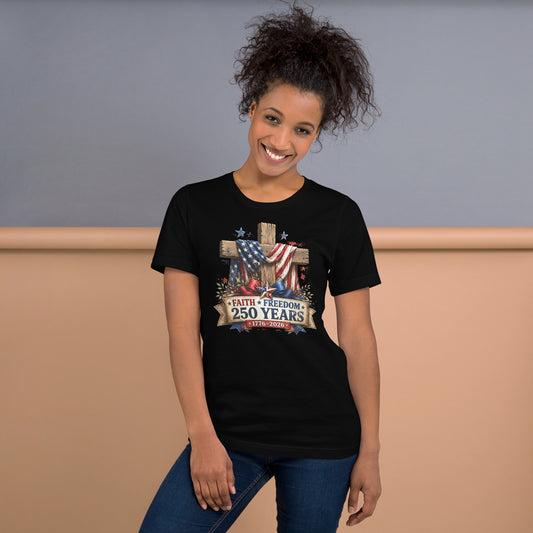 Faith Freedom 250 Unisex t-shirt Black