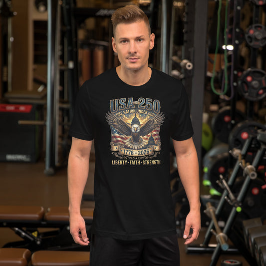 Liberty Faith Strength 250 USA Unisex t-shirt Black