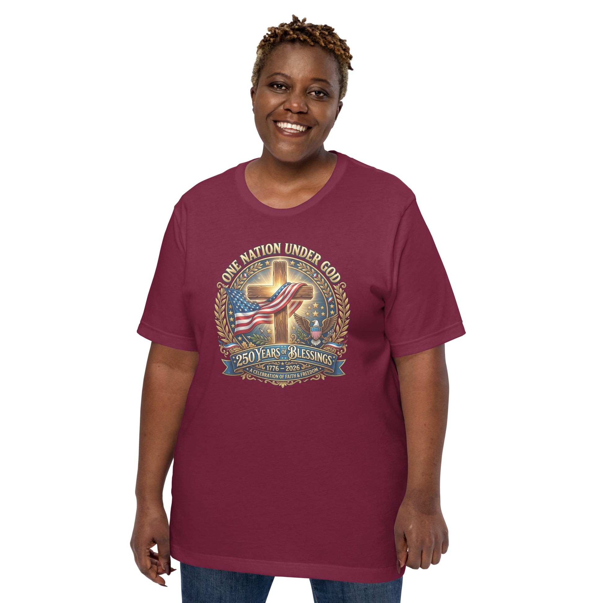 Patriotic Cross Unisex t-shirt Maroon