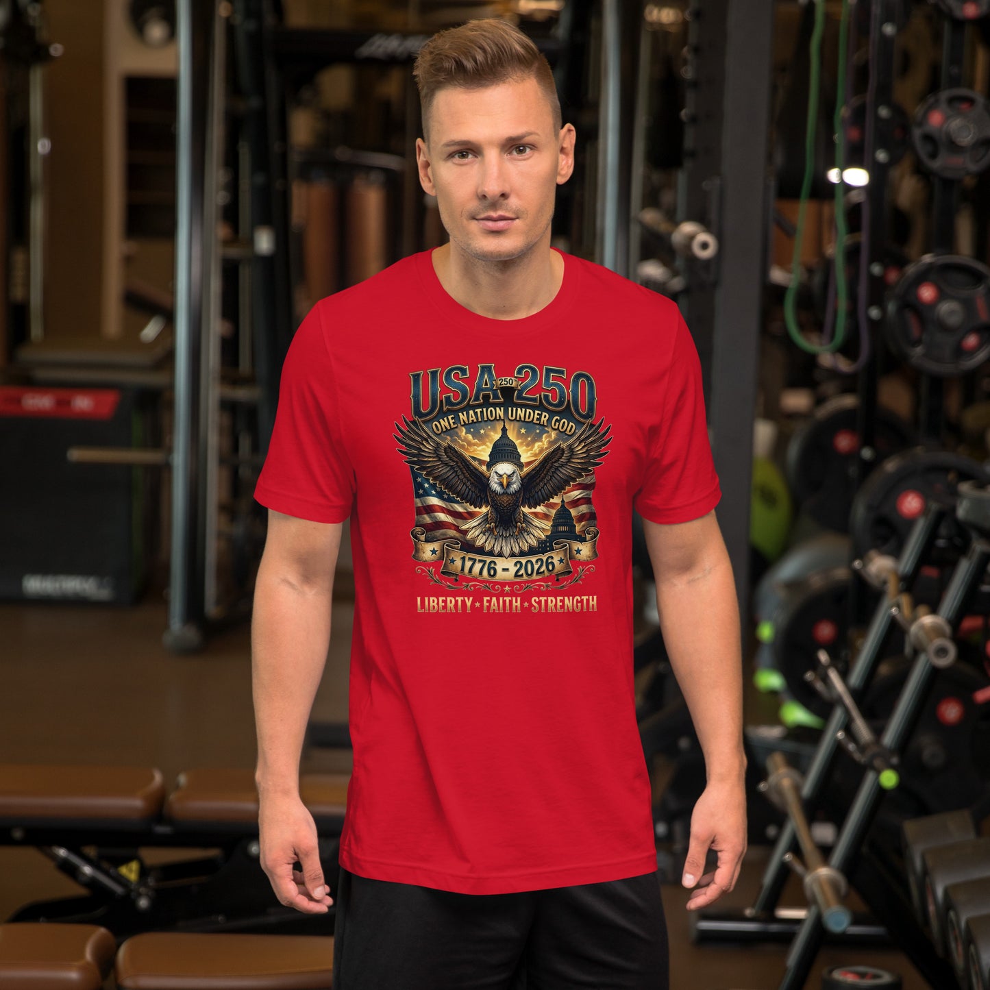 Liberty Faith Strength 250 USA Unisex t-shirt Red