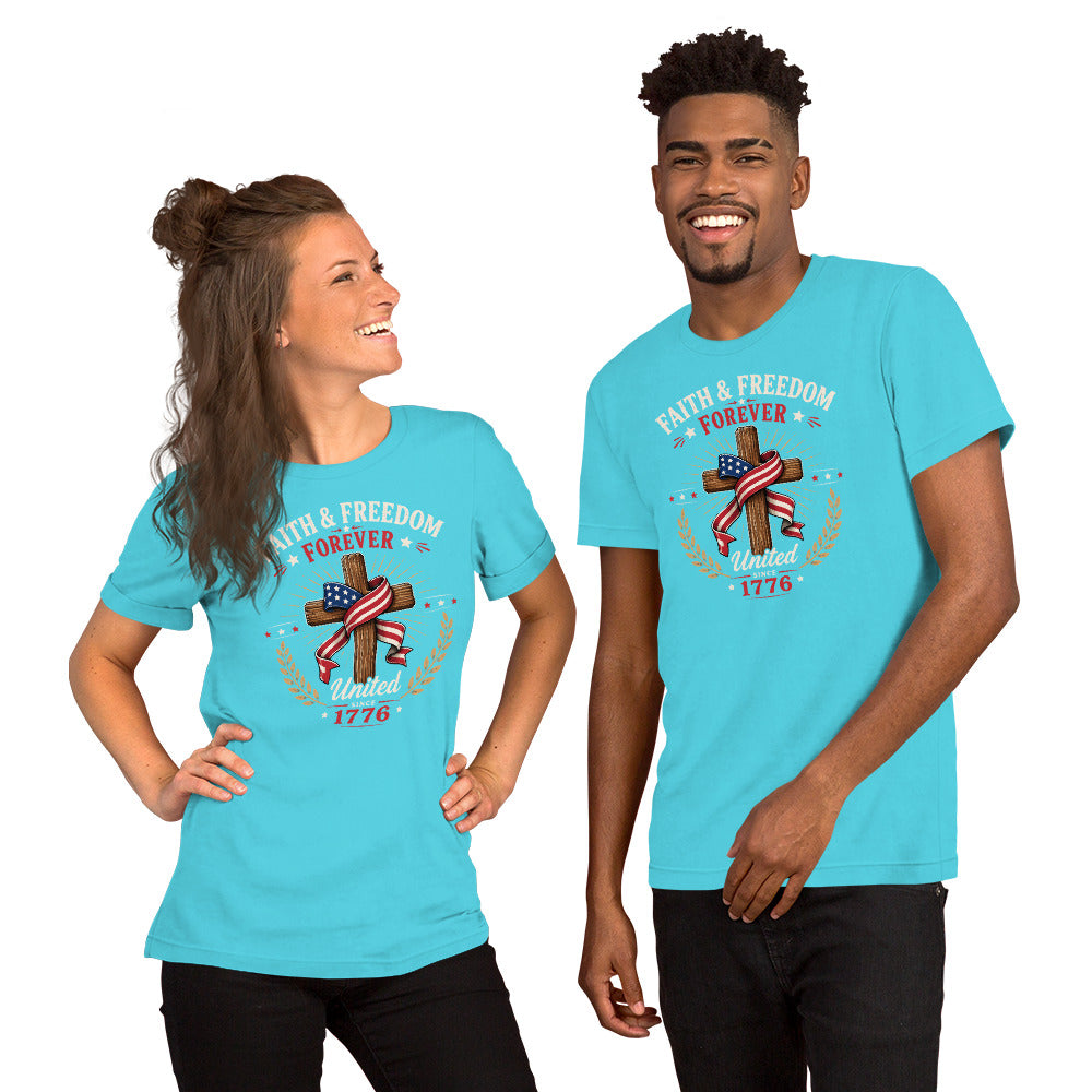 Christian Patriotic Cross - Unisex t-shirt Turquoise