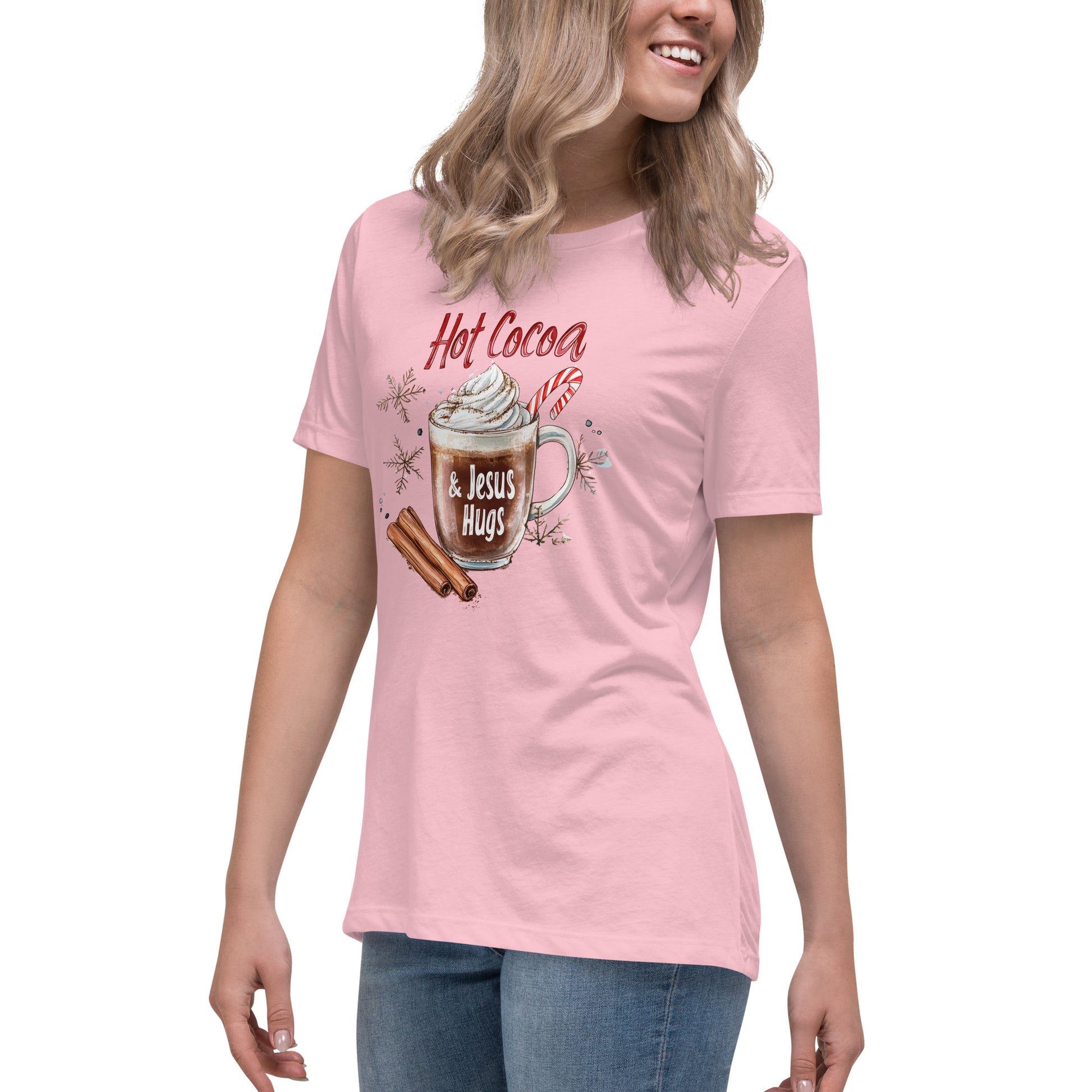 Hot Cocoa and Jesus Hugs - Women's T-Shirt Pink